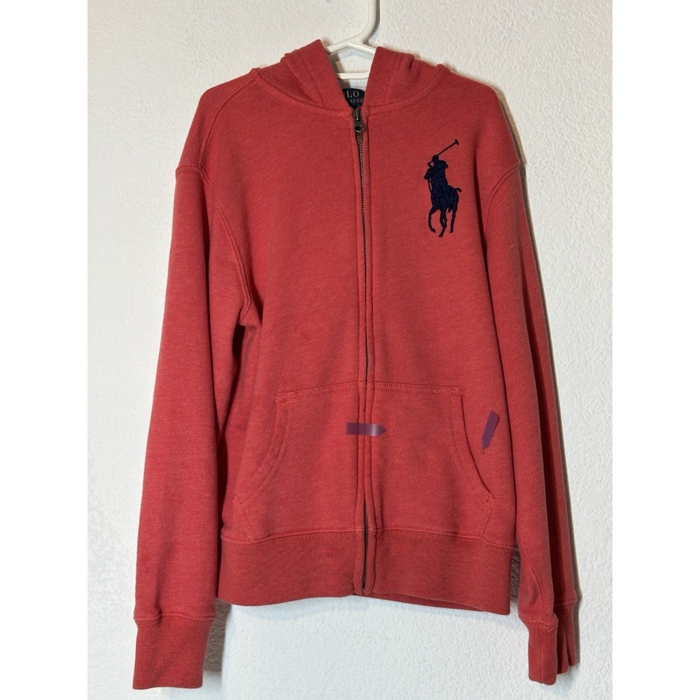 Polo Ralph Lauren‎ Hoodie Jacket Red Full Zip Large Pony Flaw